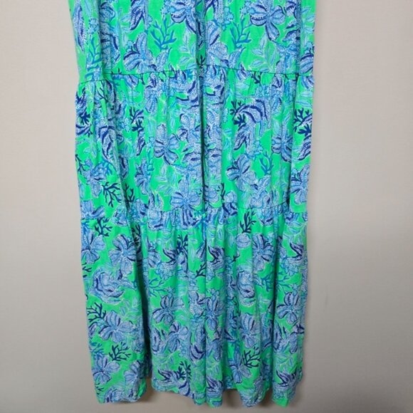 Lilly Pulitzer Malone Cabana Green Keepin It Reel Maxi Dress Sz L NWT - Picture 6 of 10